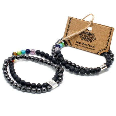 Magnetic Gemstone Bracelet - Black Stone Chakra