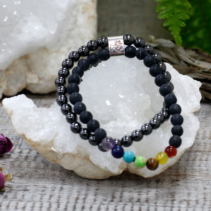 Magnetic Gemstone Bracelet - Black Stone Chakra