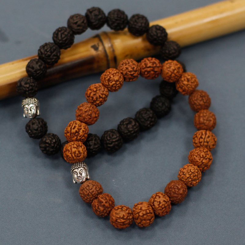 Rudraksha Buddah Bangle Mala - Dark