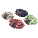 Multi-Bead Bangle Wooden Clasp - Assorted Colours