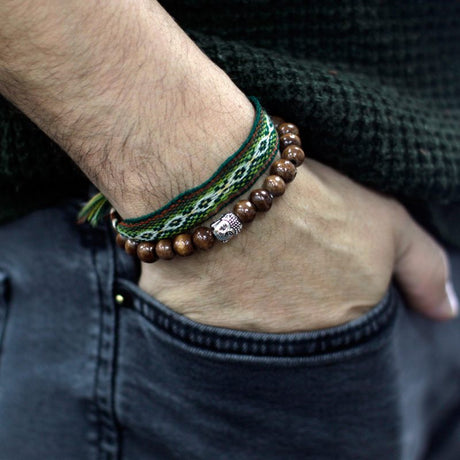 Brown Beads & Buddah Bangle