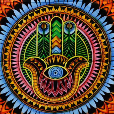 Handbrushed Cotton Wall Art - Hamsa