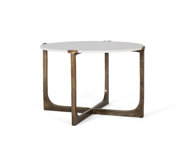 Giner and Colomer - Gold Metal Coffee Table With White Marble Top