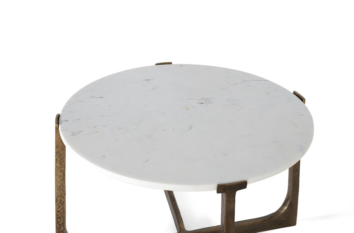 Giner and Colomer - Gold Metal Coffee Table With White Marble Top