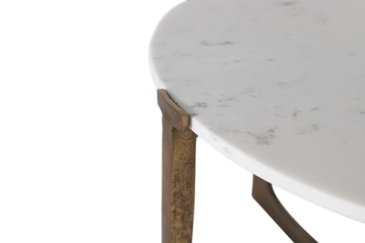 Giner and Colomer - Gold Metal Coffee Table With White Marble Top