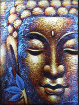 Buddha Painting - Gold Face & Lotus Flower