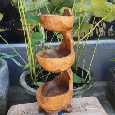 Teak Three Bowl Standing aprox 50cm