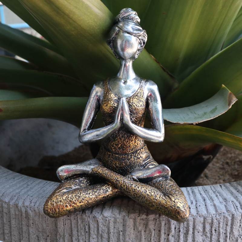 Yoga Lady Figure -  Silver & Gold 24cm