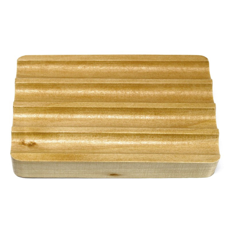 Hemu Wood Soap Dish - Corrugated