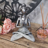 Yoga Lady Figure -  Silver & White 24cm