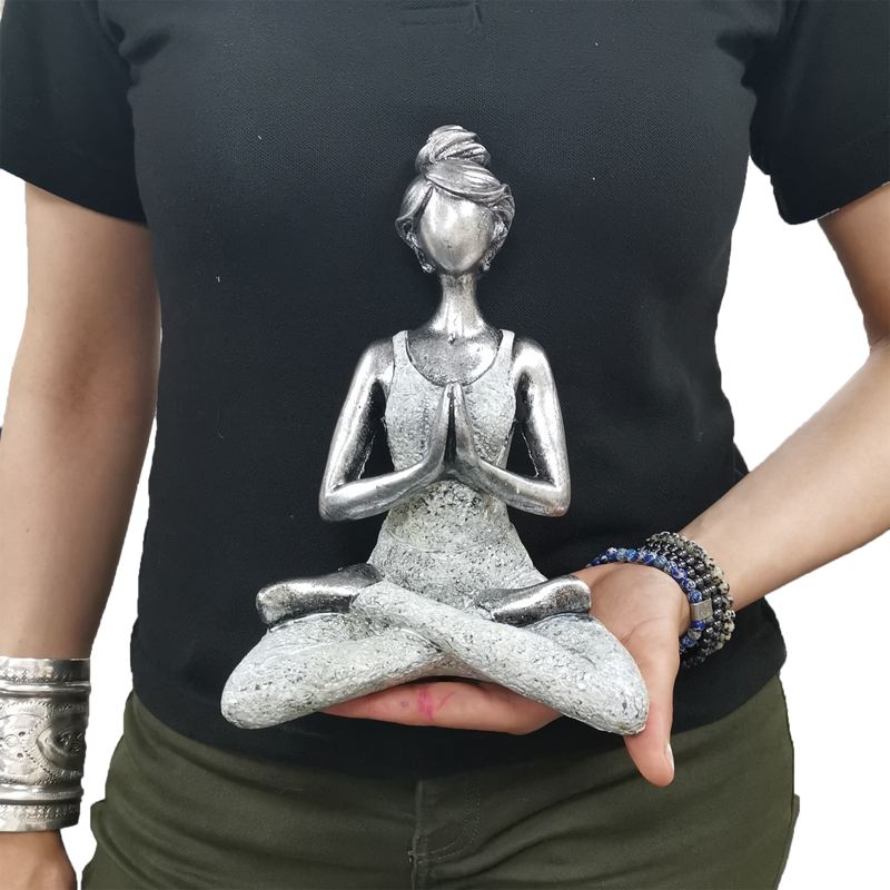 Yoga Lady Figure -  Silver & White 24cm