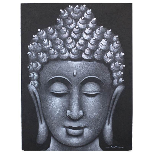 Buddha Painting - Grey Brocade Detail