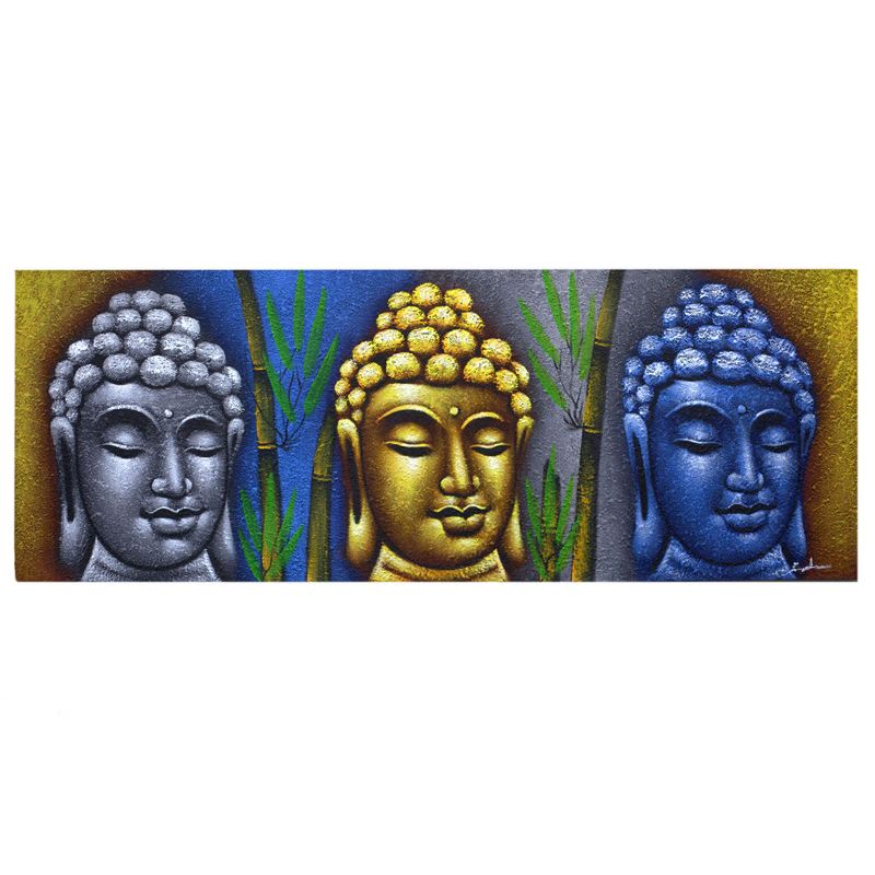 Buddha Painting - Three Heads With Bamboo