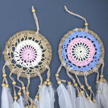 Pastel Pink Macramé Dream Catcher 12cm (asst colours)