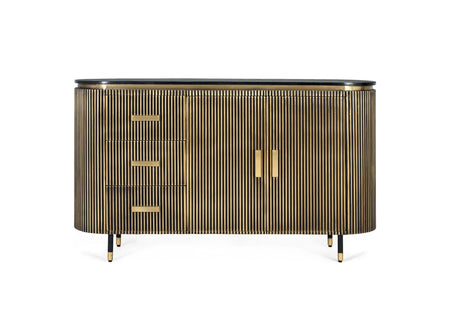 Giner and Colomer - Bronze-Covered Mango Wood Sideboard With 3 Drawers & 2 Doors
