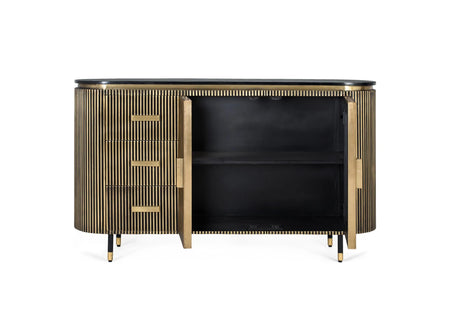 Giner and Colomer - Bronze-Covered Mango Wood Sideboard With 3 Drawers & 2 Doors