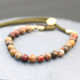 18K Gold Plated Gemstone Moss String Bracelet -  Picasso Jasper