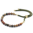 18K Gold Plated Gemstone Moss String Bracelet -  Picasso Jasper