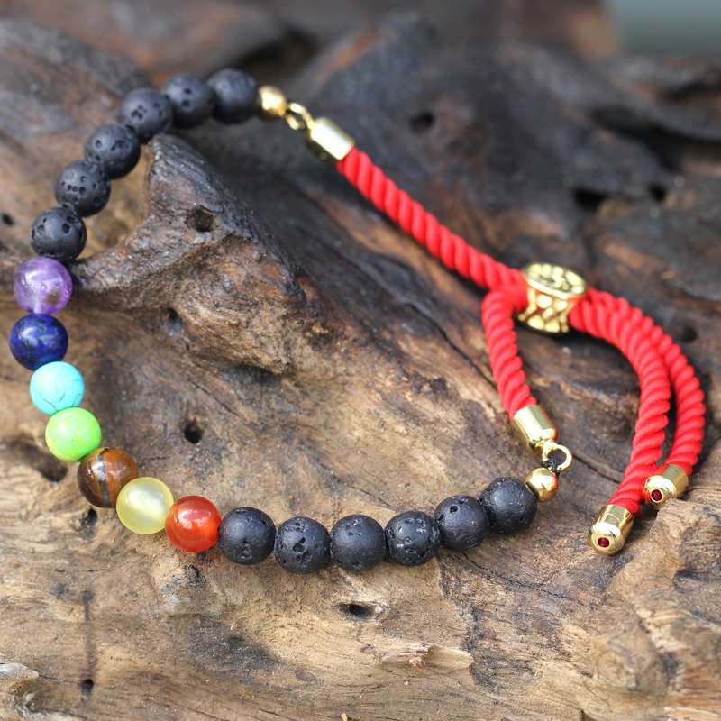 18K Gold Plated Gemstone Royal String Bracelet - Lava Stone Chakra