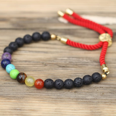 18K Gold Plated Gemstone Royal String Bracelet - Lava Stone Chakra