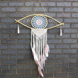 Protection Dream Catcher - Lrg Macrame Eye Blue/ White/Pink