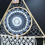 Protection Dream Catcher - Lrg Macrame Pyramid White/Grey