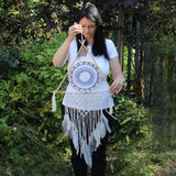 Protection Dream Catcher - Lrg Macrame Pyramid White/Grey