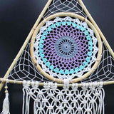 Protection Dream Catcher - Lrg Macrame Pyramid White/Turquoise