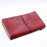 Handmade Leather  Journal- The Adventure Begins - Red - (80 pages)