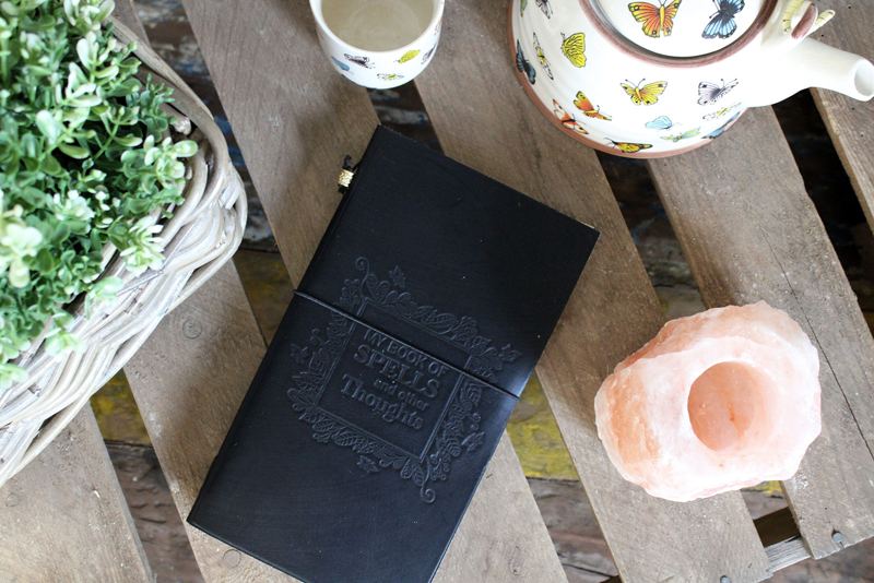 Handmade Leather Journal - My Book of Spells and other Thoughts - Black