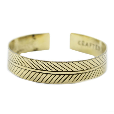 Brass Tibetan Bracelet - Wide Tribal Leaf