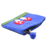 Natural Felt Zipper Pouch (asst) - Mystic Mushrooms