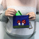 Natural Felt Zipper Pouch (asst) - Mystic Mushrooms