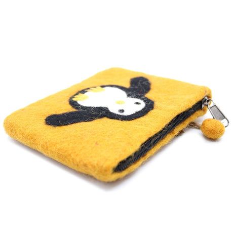 Natural Felt Zipper Pouch (asst) - Cute Penguin