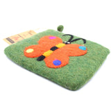 Natural Felt Zipper Pouch (asst) - Big Butterfly