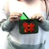 Natural Felt Zipper Pouch (asst) - Big Butterfly