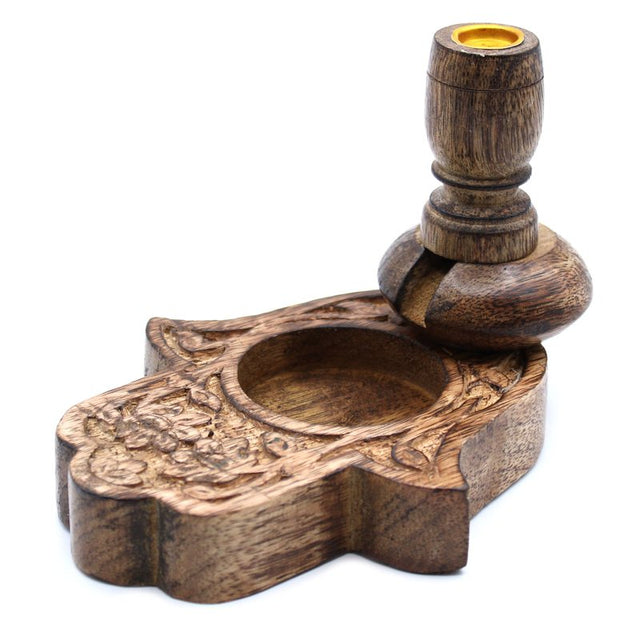 Sm Mango Wood Backflow Burner - Hamsa