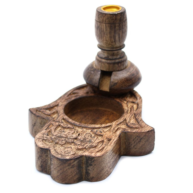 Sm Mango Wood Backflow Burner - Hamsa