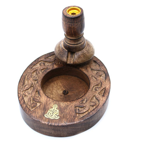 Sm Mango Wood Backflow Burner - Brass Buddha