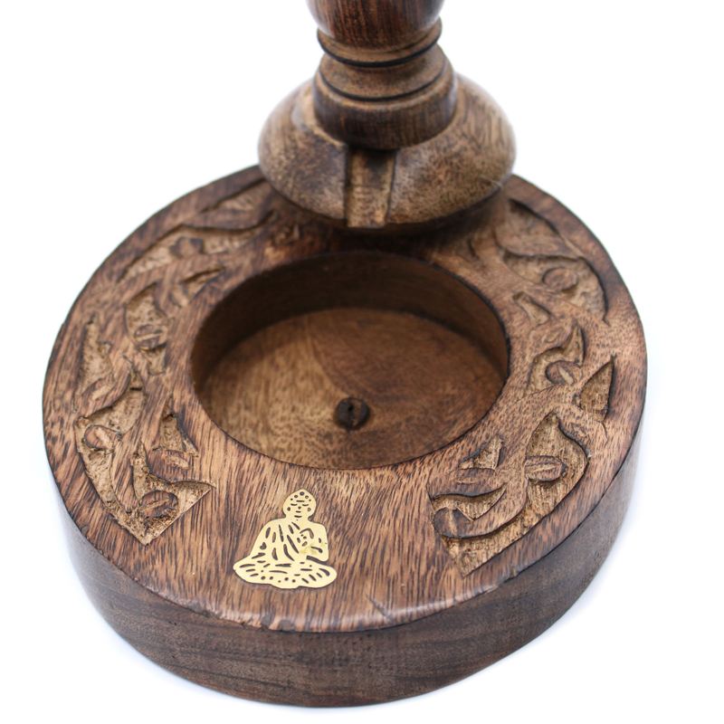 Sm Mango Wood Backflow Burner - Brass Buddha