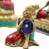 Brass Buddha Figure - Thinking - 6.5 cm