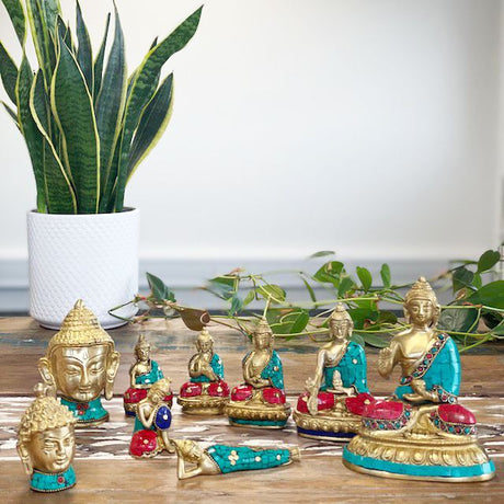 Brass Buddha Figure - Med Head - 8 cm