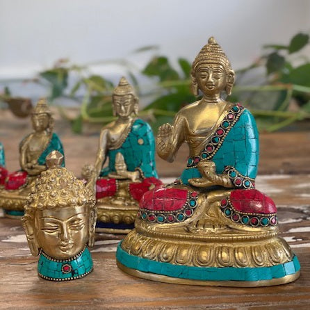 Brass Buddha Figure - Lrg Head - 11.5 cm