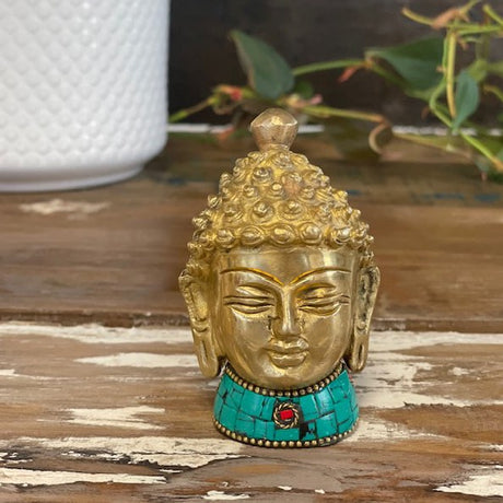 Brass Buddha Figure - Med Head - 8 cm