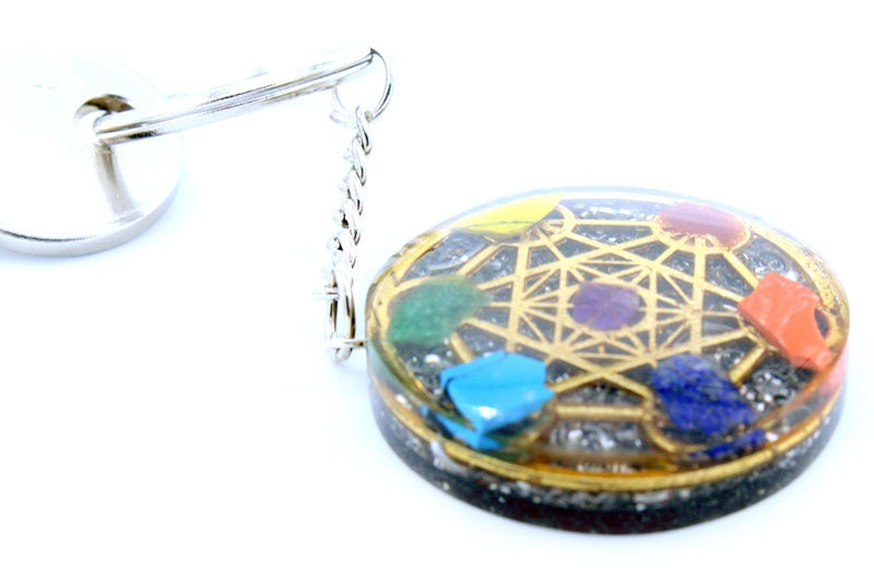 Orgonite Power Keyring - Round Seven Chakra