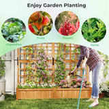 183 cm Tall Large Raised Garden Bed with Lattice Trellis Hanging Roof-Orange
