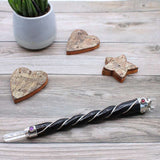 Twisted Healing Wand - Silver Rock Quartz Sphere