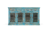 Giner and Colomer - Antique Green Mango Wood Sideboard With Iron Details