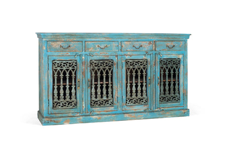 Giner and Colomer - Antique Green Mango Wood Sideboard With Iron Details