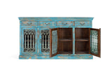 Giner and Colomer - Antique Green Mango Wood Sideboard With Iron Details